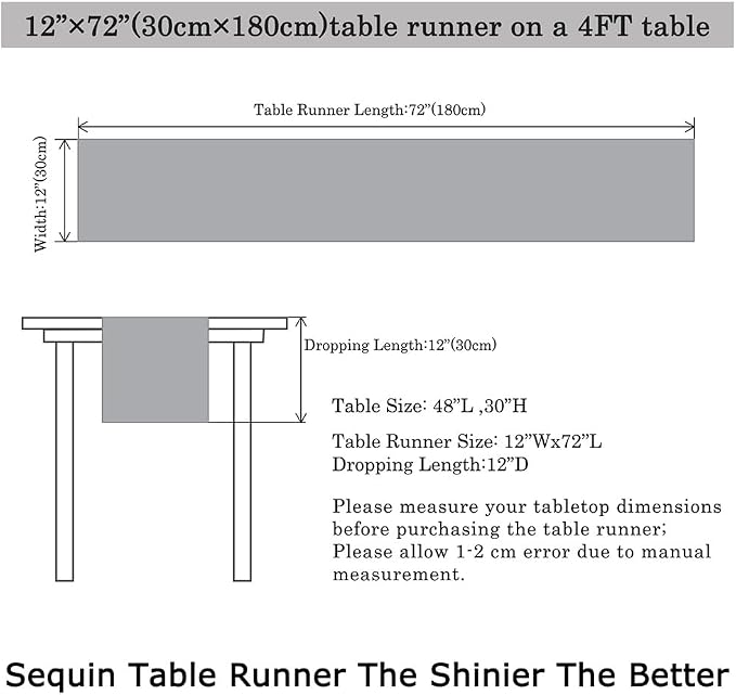 ShiDianYi 12''x72'' Sequin Table Runner - Image 6