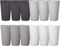 US Acrylic Newport 20 ounce Unbreakable Plastic Stackable Water Tumblers in Grey Stone | Set of 12 Drinking Cups | Reusable, BPA-free, Made in the USA, Top-rack Dishwasher and Microwave Safe | Unbreakable, Stackable, Drinking Cups, Reusable, BPA-free, ...