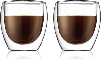 Bodum Double Wall Glasses pack of 2 PAVINA - 250ml Coffee Cups - Dishwasher by Bodum