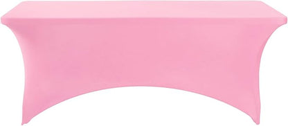 Fokitut 6 Pack Spandex Table Cover for 6FT Table Universal Fitted Stretch Tablecloth for Party, Banquet, Wedding and Events-Pink