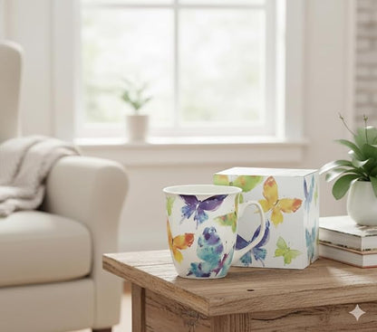 burton + BURTON Watercolor Butterflies 16oz Porcelain Mug - Image 3