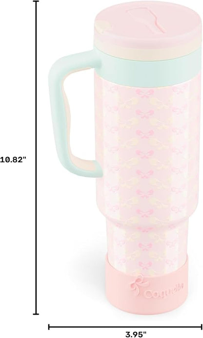 40 oz Insulated Tumbler with Handle and Push-Button Straw Lid, Stainless Steel - Image 9