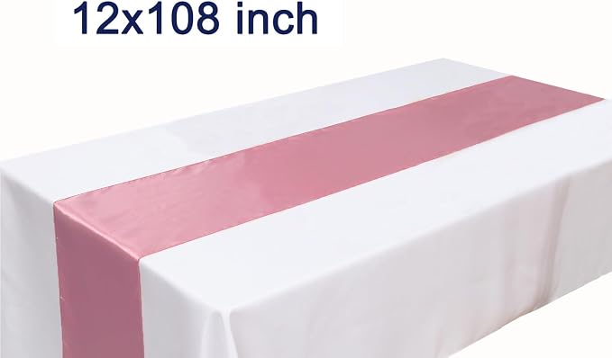 Pack of 10 Satin Dusty Rose Table Runners 12 x 108 Inches - Image 4