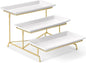 Yedio 3 Tier Serving Tray Set Porcelain Tiered Serving Platters, Collapsible Sturdier Stand with Stable Cross Bars, 12 Inch Three Layer Serving for Party Entertaining Food Display Fruit Dessert