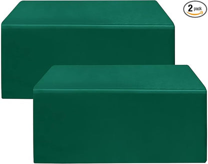 HolidayIdeas Fitted Green Tablecloths - 72 x 30 Inch - 2 Pack Rectangle Table Clothes for 6 Foot Tables, Polyester Fabric Table Cover for Christmas, Parties, Wedding, Trade Show, Banquet