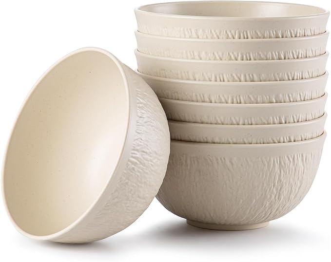 HXYPN 8pcs Unbreakable Cereal Bowls Wheat Straw Bowl Sets plastic soup bowls by HXYPN