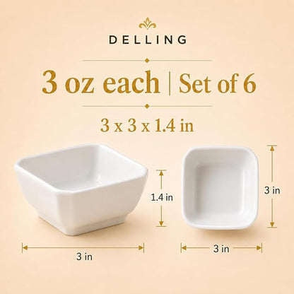 DELLING 3 Oz Ceramic Dipping Bowls Set of 6, Porcelain Soy Sauce Dish - Image 3