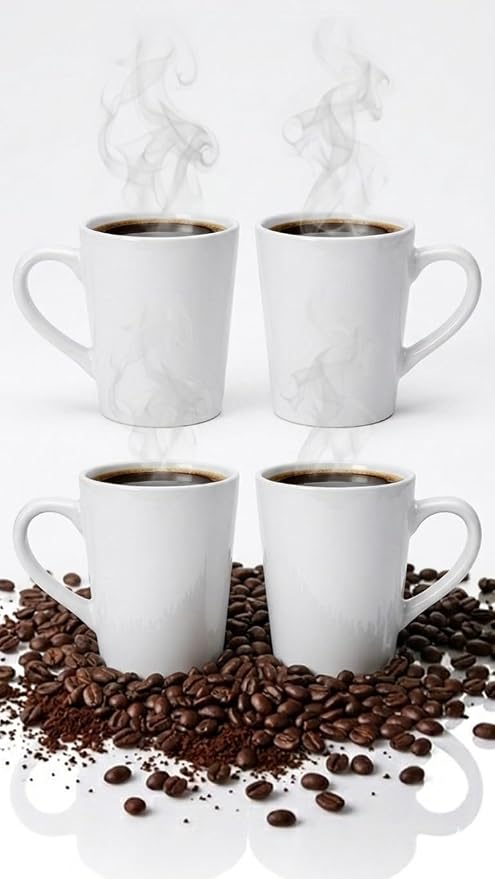 Minimalist White Ceramic Coffee Mug Set - Image 2
