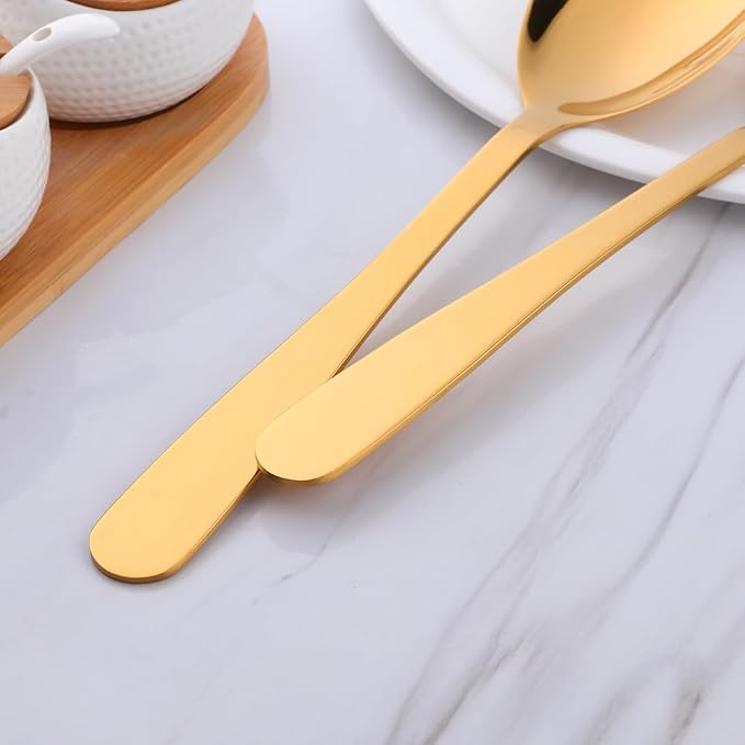 12 Inches Salad Spoon and Fork Sets，Stainless Steel Salad Server Sets, Cooking - Image 7