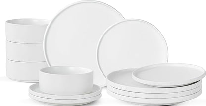 12 Piece Ceramic Plates and Bowls Sets by Shrynxal