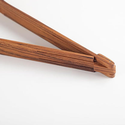 Super Slim Spring Salad Tongs: Teak Wood Salad Hand Server 0.1" x 0.1" x 12" - Image 5