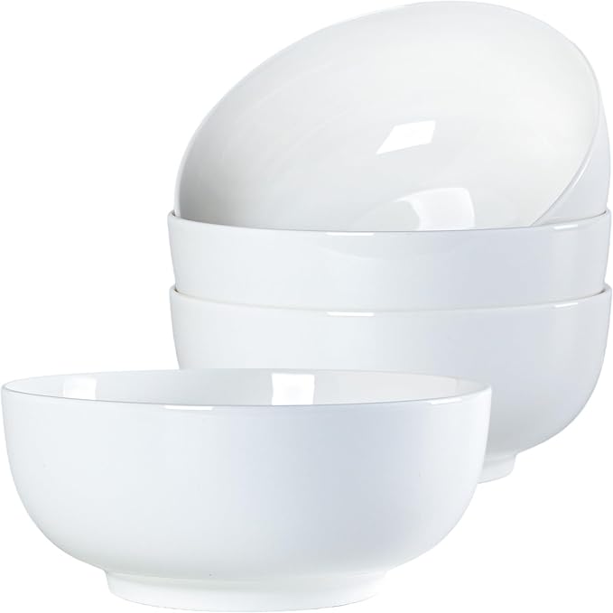 40 oz Off White Ceramic Soup Bowls, Ramen Bowls, Pho Bowls Set of 4, 7 Inch by Zscera