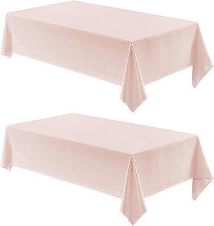 2 Pack Rectangle Tablecloth, 60x120 inch, Water Resistant Wrinkle Free Linen Textured Table Cloth Washable, Decorative Fabric Table Cover for Dining, Party and Camping, Pink