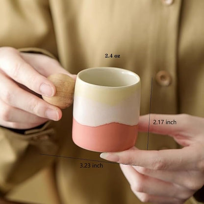 2.4oz Ceramic Espresso Cups Set of 4, Small Coffee Cups - Image 5