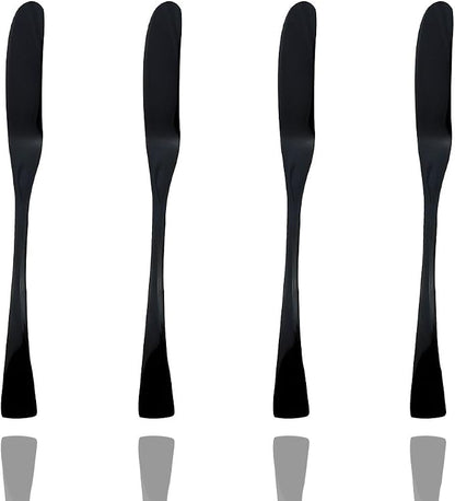 JASHII 18/10 Stainless Steel 4 Piece Mirror Polished Black Butter Knife Bagels by JASHII