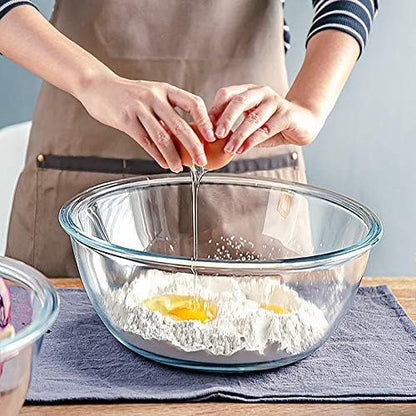 M MCIRCO Glass Mixing Bowls with Lids, 4 Packs Glass Bowl Set, Nesting Bowls for Meal Prep, Food Storage, Bowls For Cooking, Baking, BPA-Free, 0.8/1.7/2.9/4.8 Qt