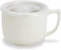 Ceramic Soup Bowl with Handle & Lid, Large 32oz Microwave Ramen Bowl White | by Hoilse