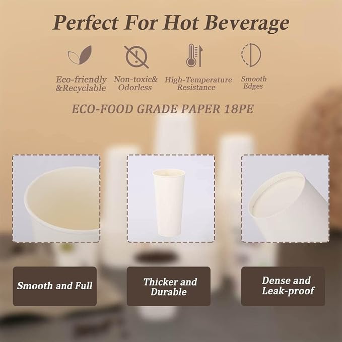 Lamosi 240 Pack Paper Cups 10 oz, Disposable Coffee Cups | Hot/Cold Beverage - Image 3
