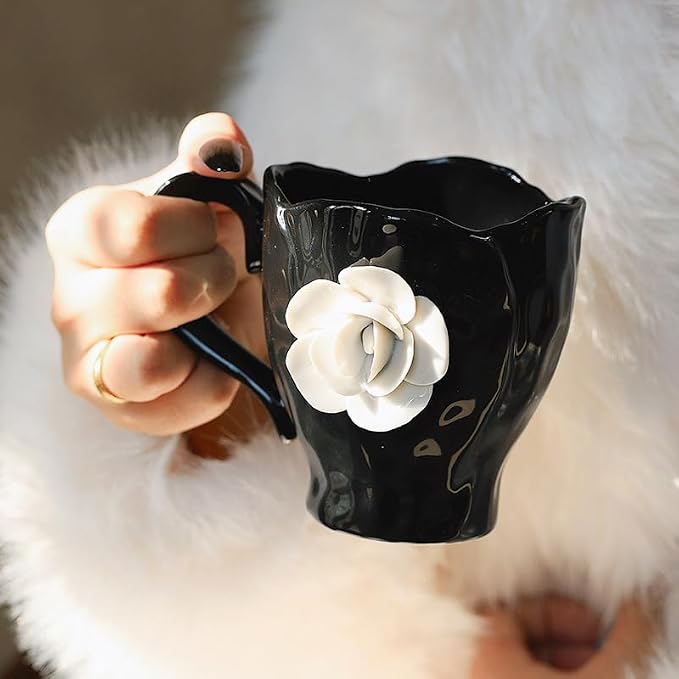 Ceramic Cute Coffee Cups, Handmade Flower Tea Mugs, Gifts - Image 5