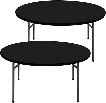 Round Spandex Tablecloth 2 Pack, Elastic Fitted Waterproof Tablecloths for 18"-24" Tables, Stretch Washable Picnic Table Cover for Camping, Dining, Indoor and Outdoor, Black