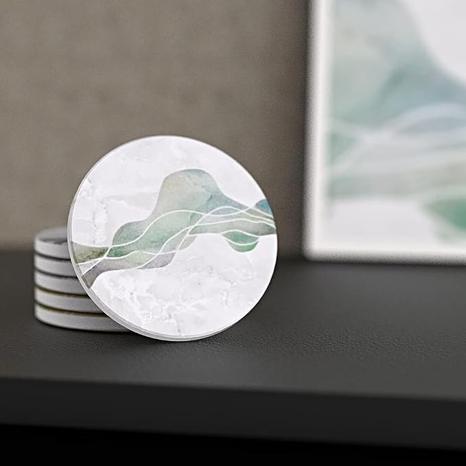 UMIRRO Absorbent Ceramic Stone Coasters Set of 6 - Image 6