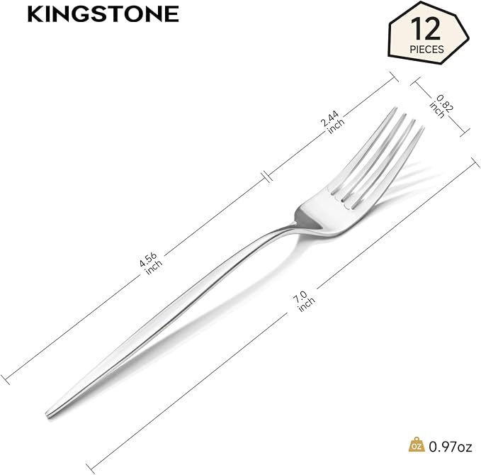 12-Piece Salad Fork Set, 18/10 Stainless Steel Dessert Forks | Mirror Polished - Image 2