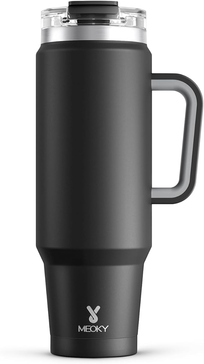 Meoky 40 oz Tumbler with Handle and Straw, Insulated Tumbler with Lid and Straw by MEOKY