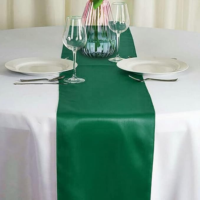 Satin Table Runner, Forest Green, 12x108 Inches, 15 Pack - Image 2