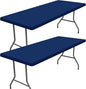Spandex 4 Foot Rectangle Table Cloth 2 Pack, Elastic Fitted Tablecloths for Picnic, Stretch Washable Patio Table Cover for Outdoor, Camping, Banquet and Parties (Navy, 24"x48")