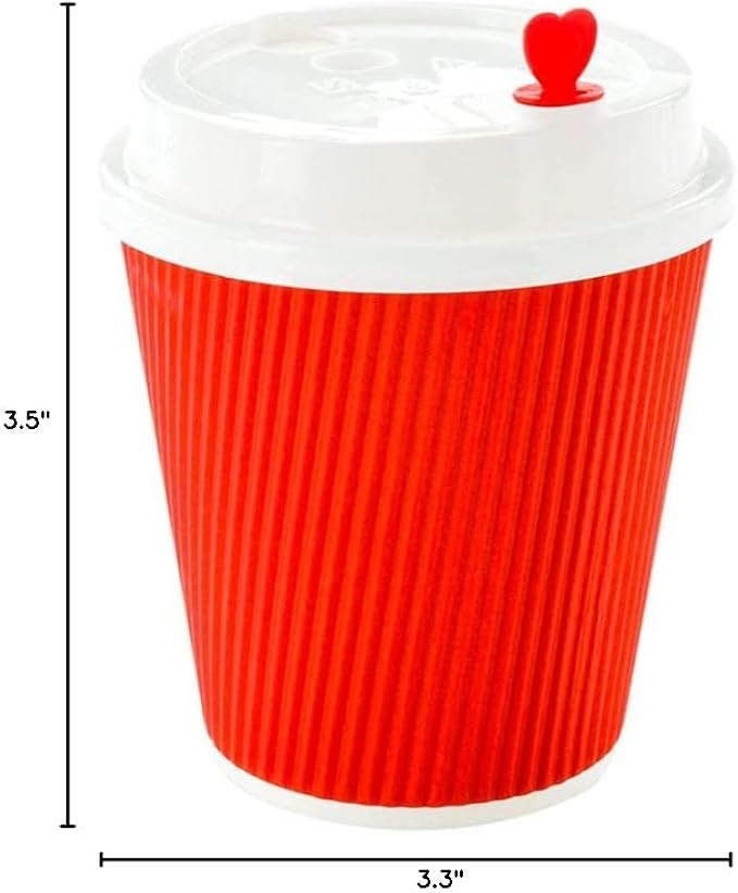 Restaurantware Ripple Wall Coffee Cups 500 Count 8 Ounce Insulated Red Paper - Image 11