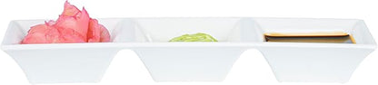 Melamine Triple Bowl, Melamine Triplet Bowl Set - Square Bowls - White - 8.8" - 10ct Box - Voga - Restaurantware