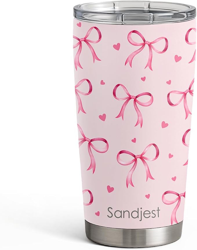 SANDJEST Bow Tumbler 20oz Stainless Steel Insulated, Travel Coffee Cup by SANDJEST