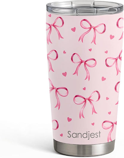 SANDJEST Bow Tumbler 20oz Stainless Steel Insulated, Travel Coffee Cup by SANDJEST