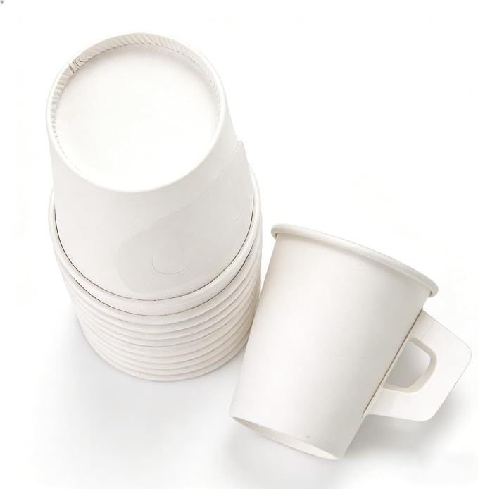 8 Oz Paper Cups with Handles, Disposable Paper Coffee Cups with Handles by Goodhelperathome