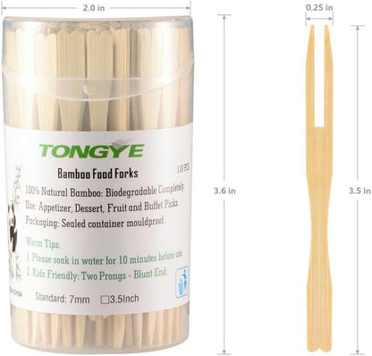[2 Packs of 110 PCS] 3.5 inch Appetizer Forks, Mini Forks for Appetizers, Cocktail Forks Appetizer Forks, Bamboo Toothpicks for Appetizer, Wooden Forks Food Picks for Fruit, Charcuterie Accessories.