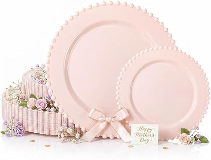 U-QE 60PCS Pink Plastic Plates by U-QE