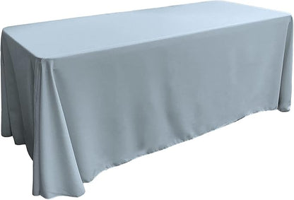 LA Linen Polyester Poplin Washable Rectangular Tablecloth, Stain and Wrinkle Resistant Table Cover 90x132, Fabric Table Cloth for Dinning, Kitchen, Party, Holiday 90 by 132-Inch, Blue Light