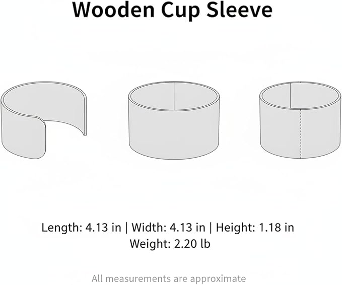 Office Desk & Home Coffee Station Accessory, Wooden Cup Sleeve - Image 7