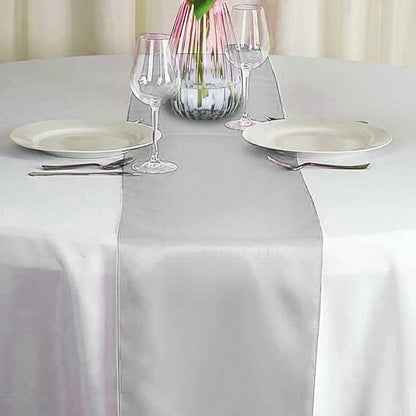 Silver Table Runners, 12x108 Inches, 6 Pack | Satin, Silk and Smooth Fabric - Image 2