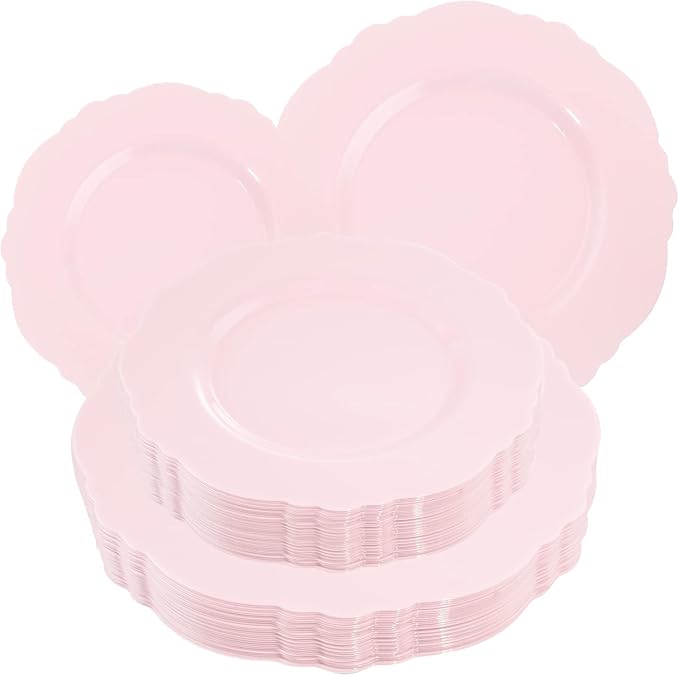 60pcs Pink Plastic Plates by WDF