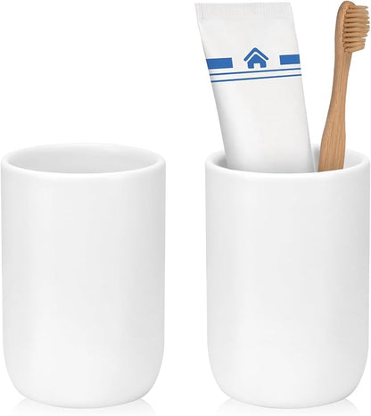Bathroom Tumbler Cup Ceramic 2Pcs 12.6oz Reusable Toothbrush Cup 375ml by UHEYHOME