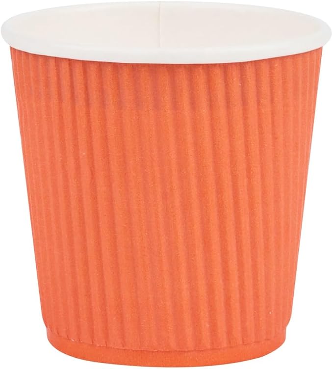 Restaurantware 4 Ounce Ripple Wall Disposable Coffee Cups, 500 Insulated Orange - Image 2