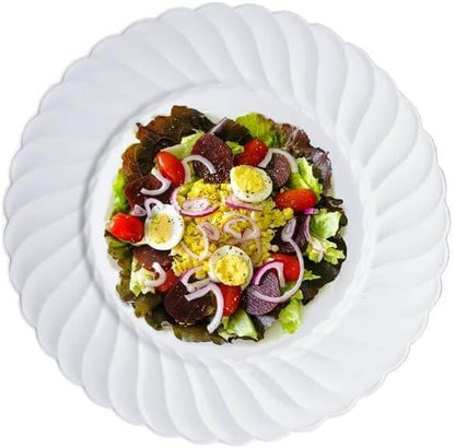 Efavormart 10-Pack 10" White Flared Round Plastic Dinner Plates, Premium Heavy - Image 6