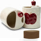 Ceramic Travel Mug with Half Lid, Apple Design Handmade Pottery Coffee Cup 12oz by KOIMYSA