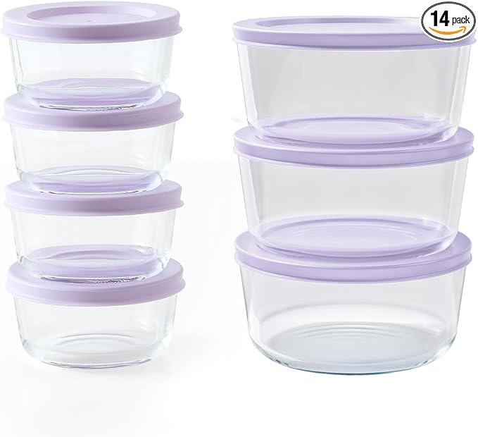 14-Piece Glass Food Storage Containers Set | 1-Cup & 4-Cup, Leakproof | by DuraLiving