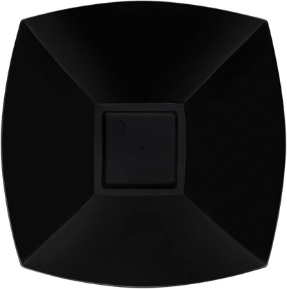 Posh Setting - Black Plastic Serving Bowls for Party (8oz - 4 Pack) Square Bowls, Disposable Chip Bowls, Candy Bowls for Party Table, Salad & Fruit Bowls for Party, Candy Containers for Candy Buffet
