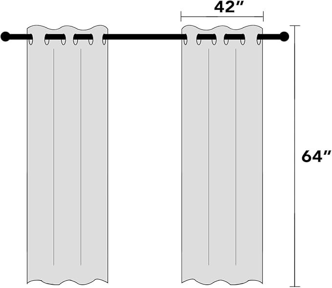 PrinceDeco 100% Blackout Curtains 64 inch Long 2 Panels,42" Wide,64" Length Energy Saving Curtains for Bedroom Living Room Grommet Blackout Linen Curtains with Thermal Insulated Liner,Light Grey