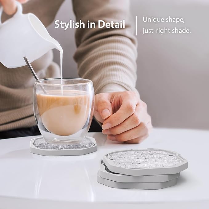 UMIRRO Absorbent Felt & Silicone Coasters Set of 6 - Image 2