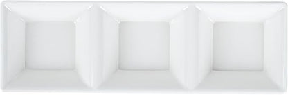 Melamine Triple Bowl, Melamine Triplet Bowl Set - Square Bowls - White - 8.8" - 10ct Box - Voga - Restaurantware