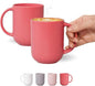 12 oz Ceramic Coffee Mugs, Minimal Modern Design, Comfort-Grip Handles by BOWLBOWL